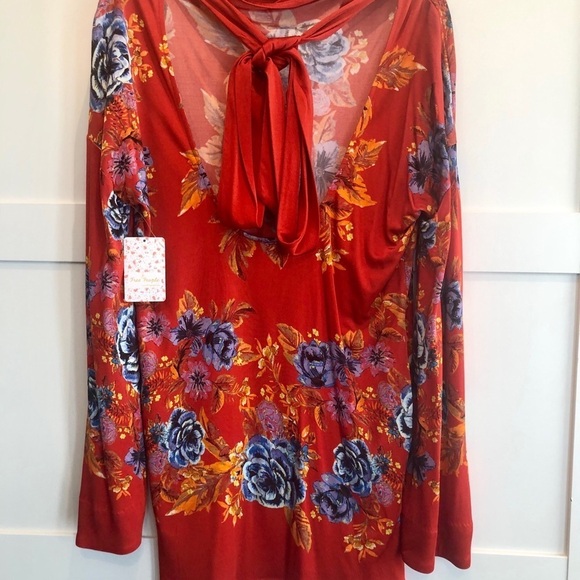 FREE PEOPLE Red Mini 2AM Mock Red Floral D… - Picture 4 of 5